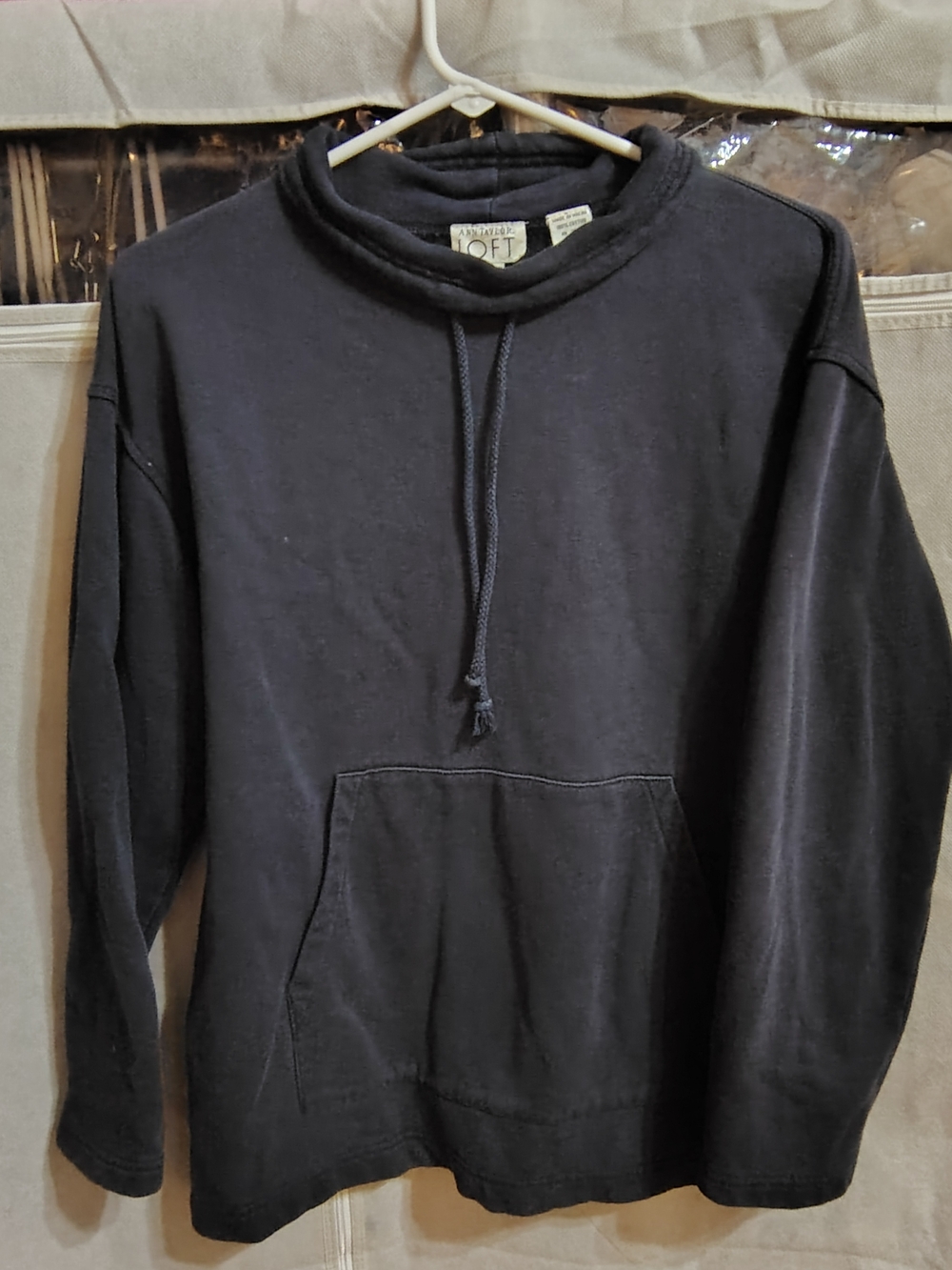LOFT Men's Black Pullover Hoodie-Style Shirt